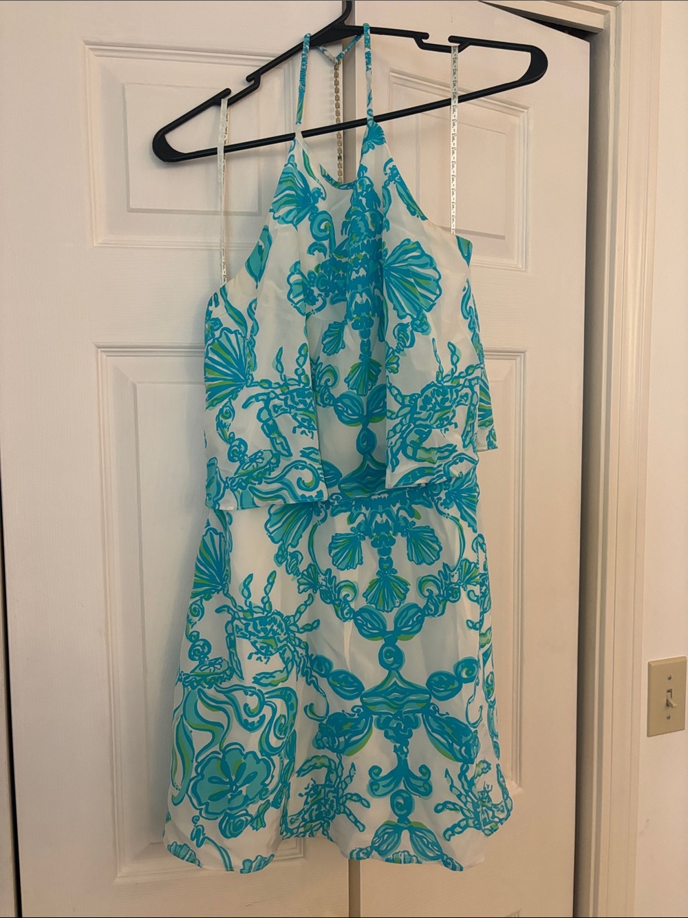 Lilly Pulitzer Turquoise & White Halter Mini Dress
